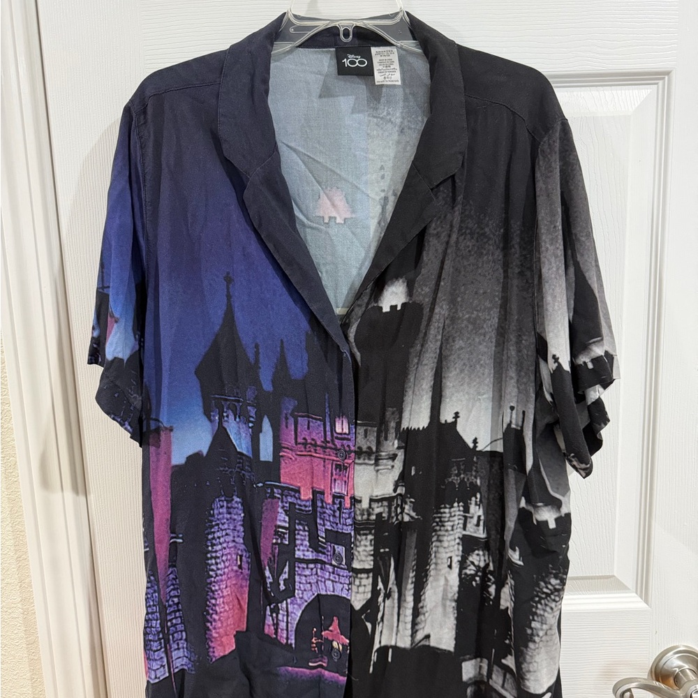 Disney 100 Black and Gray button-down